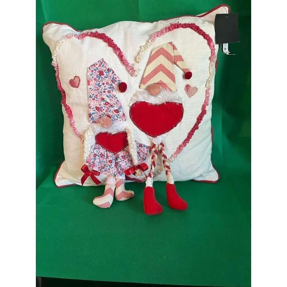Mi Chateaux Decorative Heart Gnome Couple Pillow